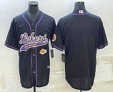 Men's Los Angeles Lakers Blank Black With Patch Cool Base Stitched Baseball Jersey,baseball caps,new era cap wholesale,wholesale hats